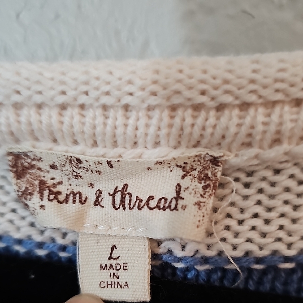 NWT Hem & Thread Pastel Striped Knit Sweater, Womens Large Oversized - Picture 3 of 7
